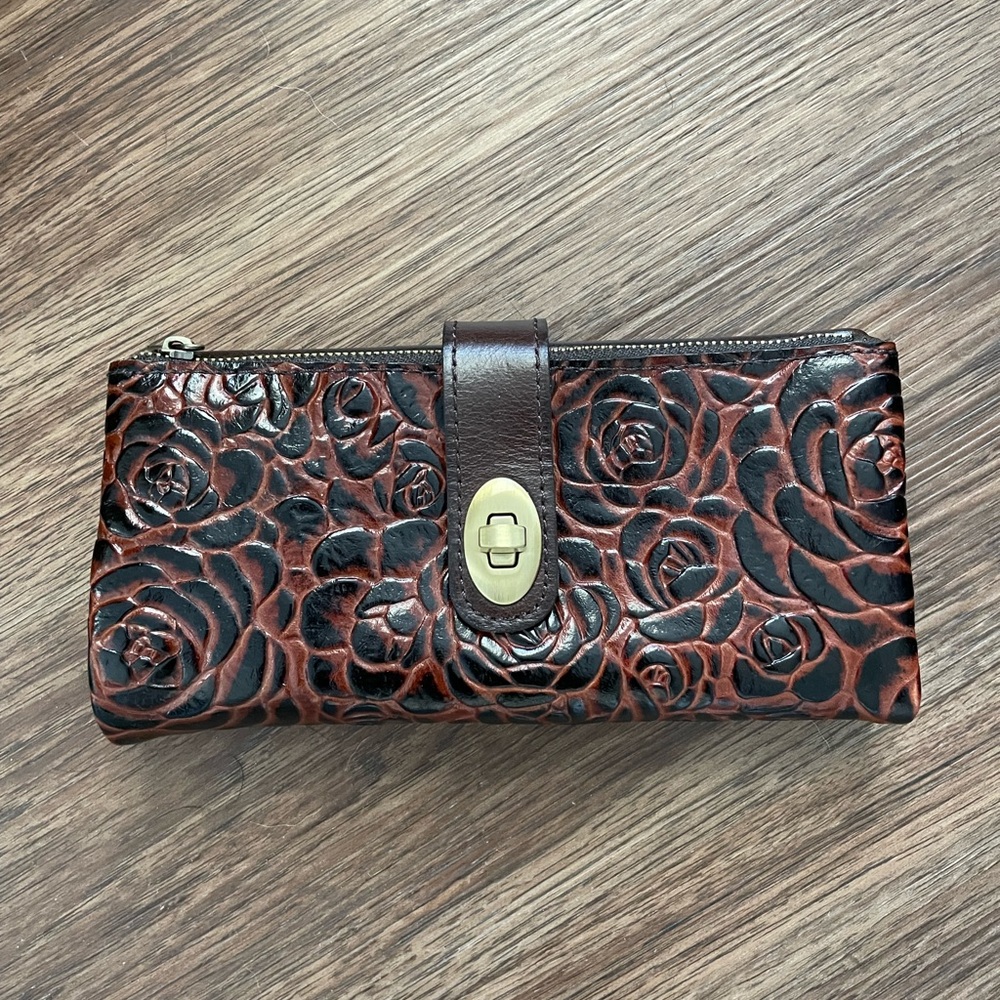 Patricia Nash Rose Embossed Annesley Leather Wallet/Wristlet